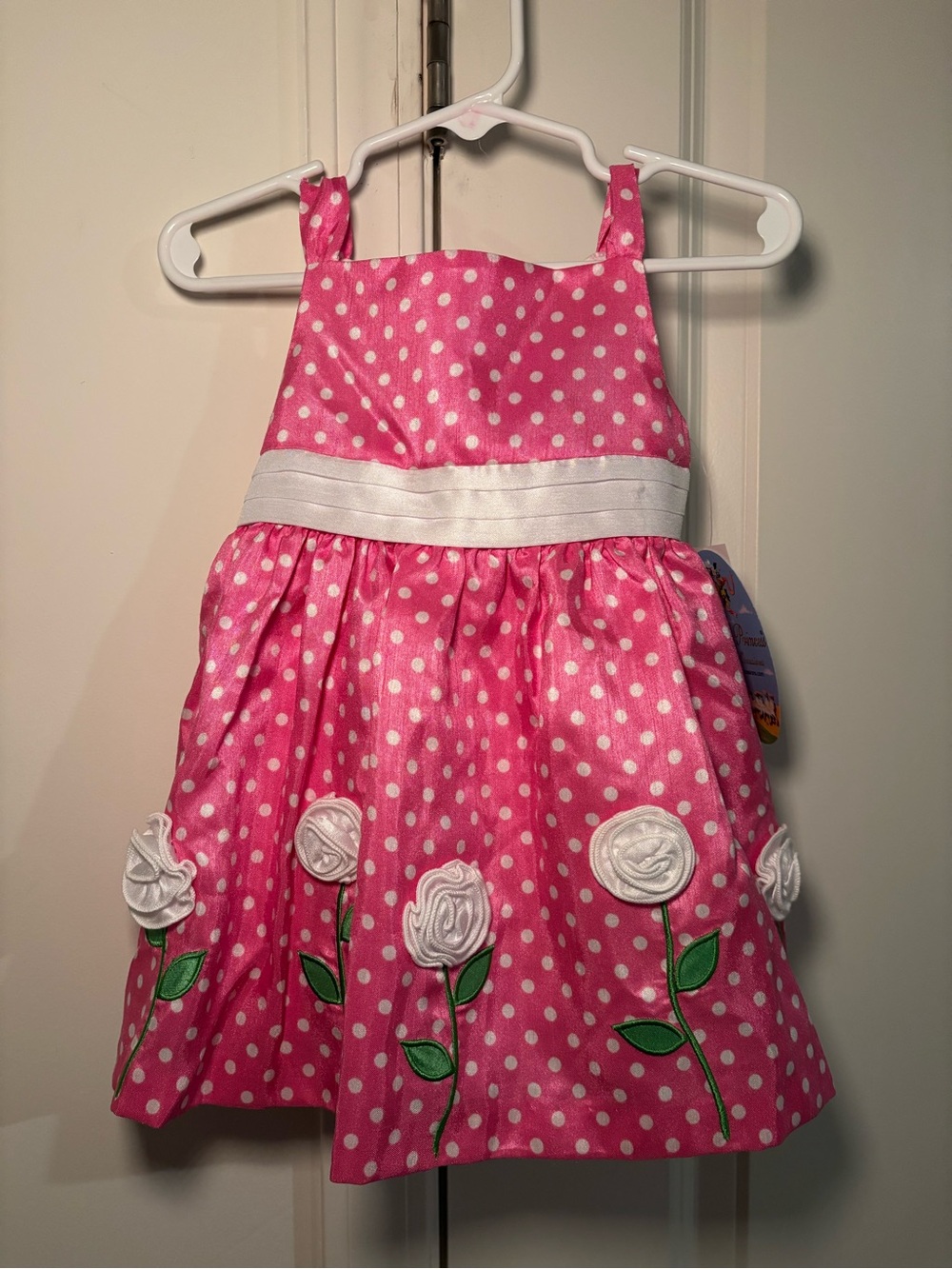 American Princess Pink and White Polka Dot Floral Party Dress